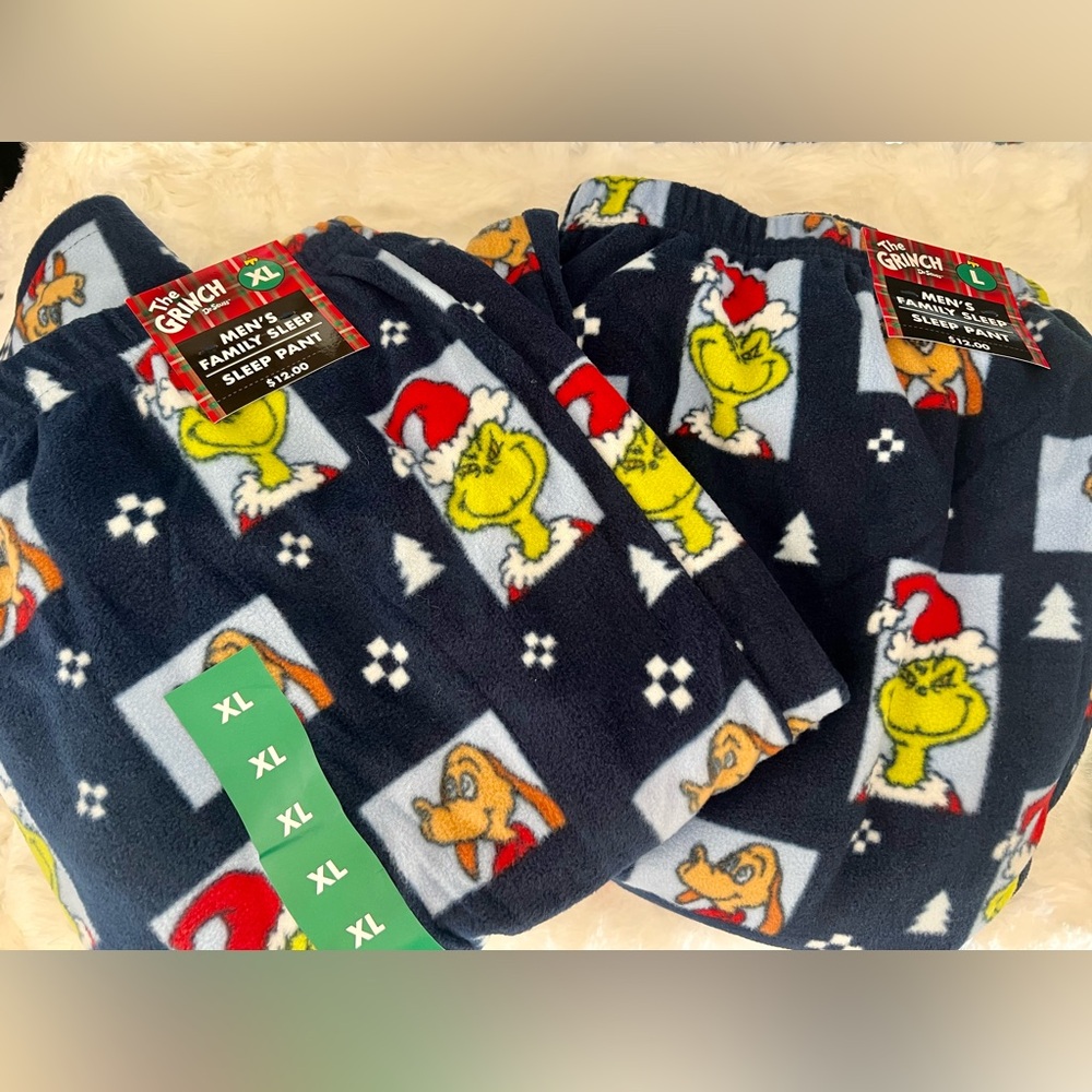 Grinch Bundle Lg & XL Themed Men’s Pajama Bottoms - Navy Blue